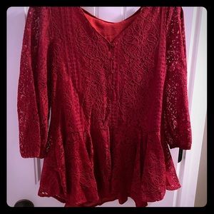 Wine lace blouse